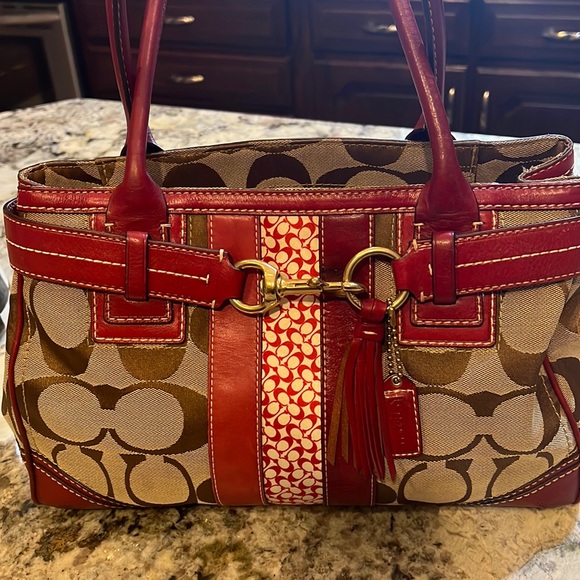 Coach Handbags - Coach signature canvas and leather satchel